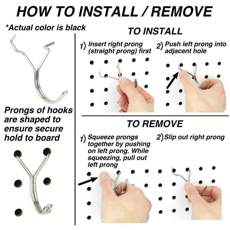 Right Arrange Steel Pegboard Hooks 25-Pack 1.5in J-Hook, Black - Will Not Fall Out - Fits Any Peg Board - Multipurpose - Organize Necklaces, Jewelry, Retail Items, Keys, Craft or Supplies - Image 4